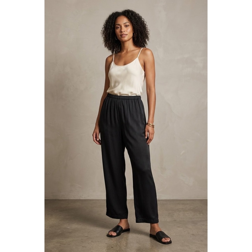 Vintage 90s Mureli Collection Silk Pant Women XL High Waist Straight  Minimalist